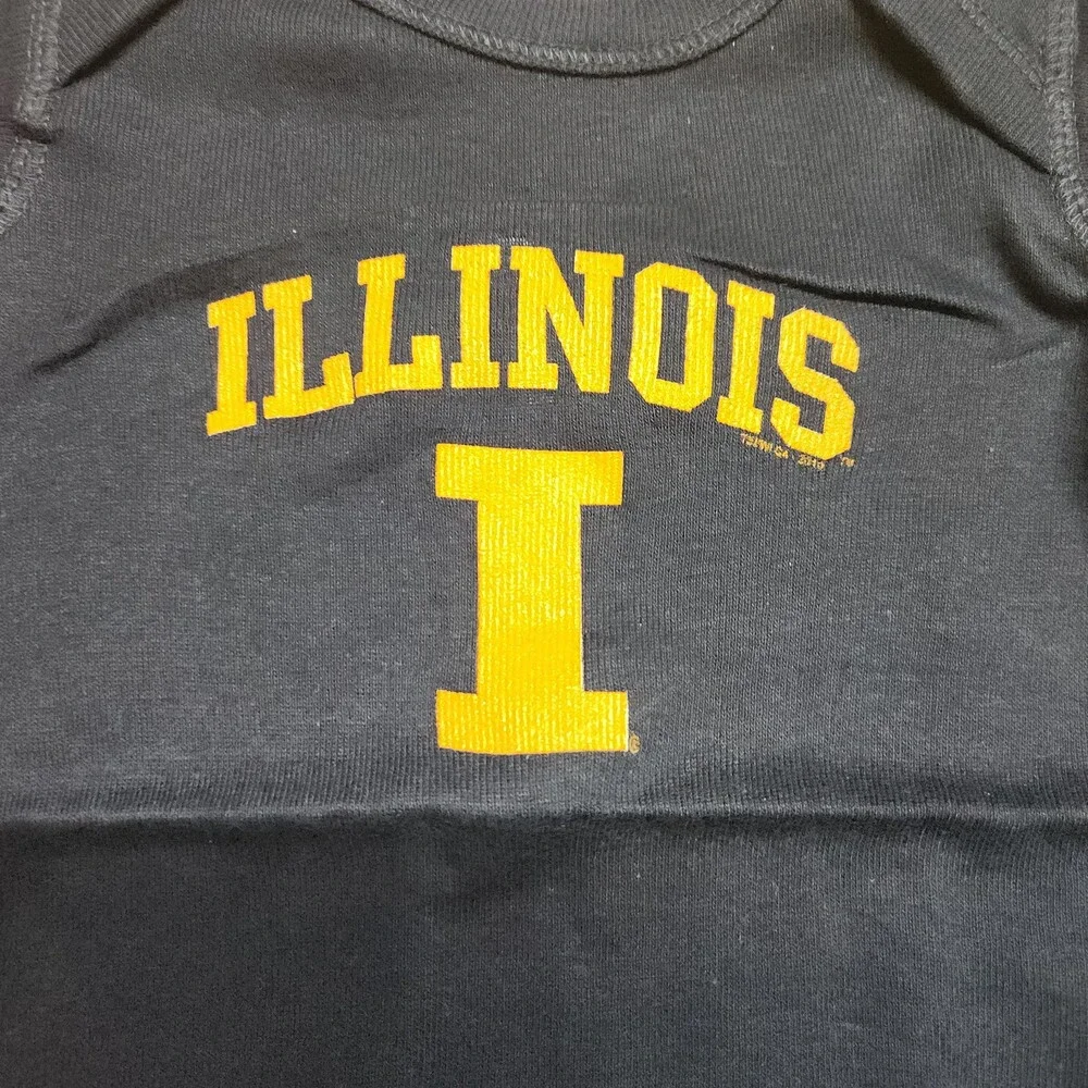 Rabbit Skins Illinois Illini I Baby Bodysuit 6 Months 100% Cotton Navy Blue 142
